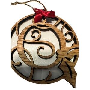 Wood Vine Letter “O” Monogram Wood  Christmas Ornament 4”